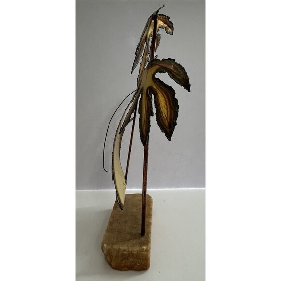 Vintage Mario Jason Signed Brass Sailboat & Palm Trees Onyx Base 12" Tall Retro - Picture 5 of 9